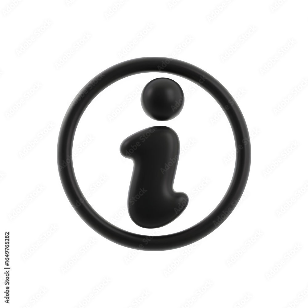 Poster clean black information symbol icon 3d rendering isolated on transparent background
