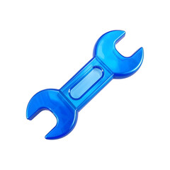 Realistic Blue Shiny Wrench Tool Isolated on Transparent Background for Your Designs