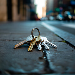 Key on the sidewalk