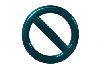 Transparent background displaying teal no entry sign, minimalist design conveying restriction without visual clutter