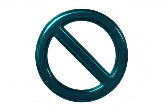 Transparent background displaying teal no entry sign, minimalist design conveying restriction without visual clutter - Powered by Adobe