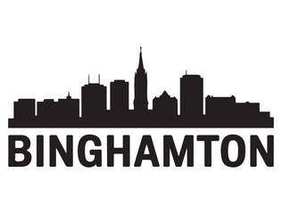 Fototapeta premium Binghamton skyline horizontal banner. Binghamton, NY. Vector template for your design. Vector black silhouette. with white background