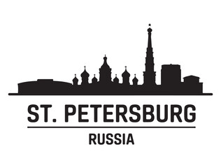 Fototapeta premium St. Petersburg skyline horizontal banner. St. Petersburg, Russia. Vector template for your design. Vector black silhouette. with white background