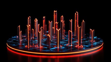 Neon Cityscape: A Futuristic Metropolis Illuminated by Vibrant Orange and Blue Lights