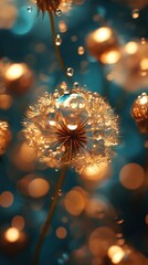 Enchanted Dandelion: A Dreamlike Macro Photography of Dew-Kissed Seedhead