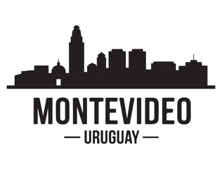 Obraz premium Montevideo skyline horizontal banner. Montevideo, Uruguay. Vector template for your design. Vector black silhouette. with white background