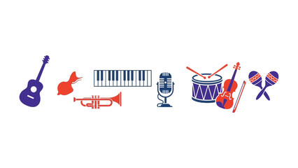 A Symphony of Instruments: A vibrant array of musical instruments are arranged in a visually pleasing composition, a collection of sounds, melodies, and rhythms captured