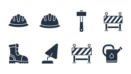 Construction Equipment and Gear: A curated collection of essential construction equipment and gear, perfectly illustrated for a comprehensive view. 