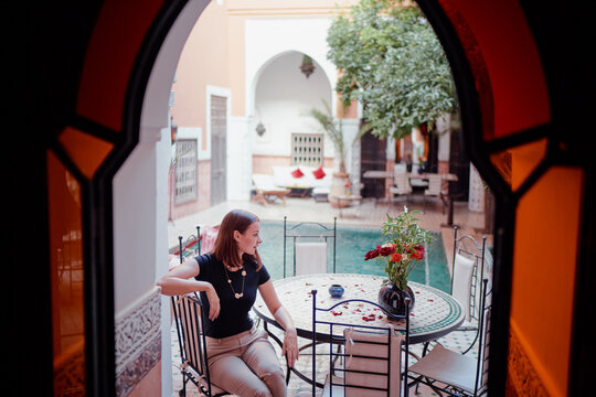 Mediterranean Village with Misty Mountain View