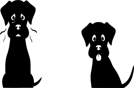 Two dog silhouettes showcasing canine anal gland expression concept humorously illustrating potential vet visit anxieties and relief through
