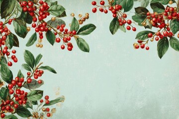 Traditional Festive Backdrop featuring Winter Flora with Holly and Greenery Accents