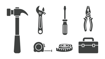Obraz premium Toolbox Essentials: A selection of essential hand tools arranged neatly, perfect for DIY projects and home improvement tasks. Representing the fundamental implements of a craftsman. 