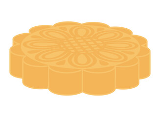 Mooncake, traditional Chinese, Cantonese food, dish isolated on transparent. Flat vector illustration. Mid Autumn Festival design element, holiday clip art, card, banner, poster