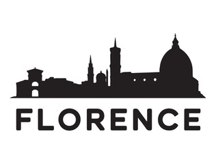 Obraz premium Vector Florence skyline. Travel Florence famous landmarks. Business and tourism concept for presentation, banner, web site. Vector black silhouette. with white background