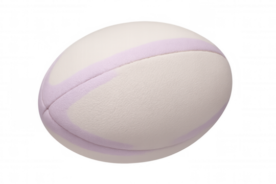 3d rendering of a white and lavender rugby ball rotating gracefully, ideal for enhancing sports-related projects and designs