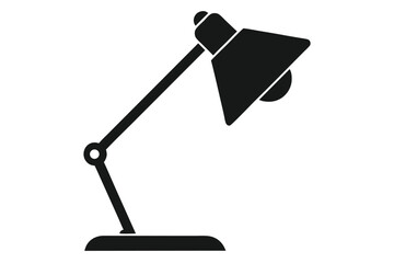 Illustration of a black desk lamp with adjustable arm and base