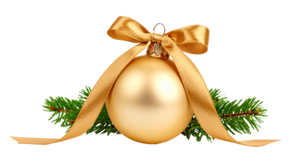 Goldene Weihnachtskugel isoliert auf Weiß – festliche Deko in Nahaufnahme