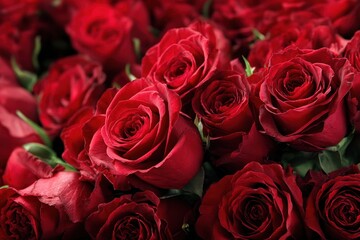 Fototapeta premium Vibrant Bed of Red Roses: A Beautiful Celebration of Abundance and Colour
