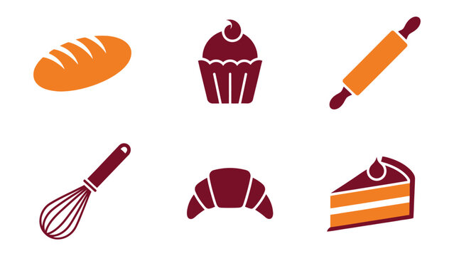 Bakery Delights: A minimalist artistic representation of various bakery items, perfect for culinary and design projects.