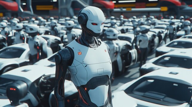 Robot drivers on the cars - Powered by Adobe