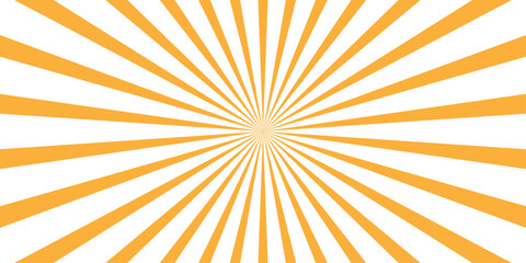 Orange sunburst pattern background for modern graphic design. Concentrated lines Sun sunburst texture vintage background. Shiny template for your design, seamless backdrop. Fractal vector burst retro