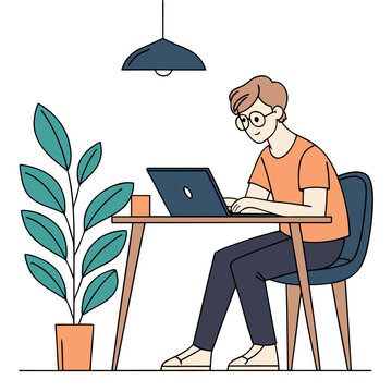 Light-Skinned Young Man Portrait &ndash; Minimal Flat Vector Illustration of Casual Male Character