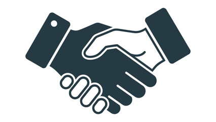 Handshake Icon Representing Agreement & Collaboration: A simplistic graphic of a handshake symbolizes unity, partnership, and the forging of solid agreements and successful collaboration.