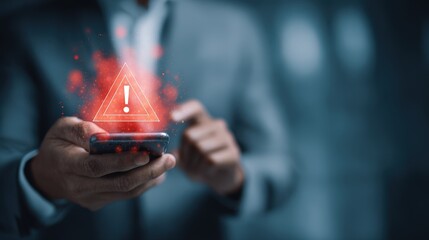 Urgent Mobile Alert Notification A Person Receives Important Warning Message On Smartphone Screen