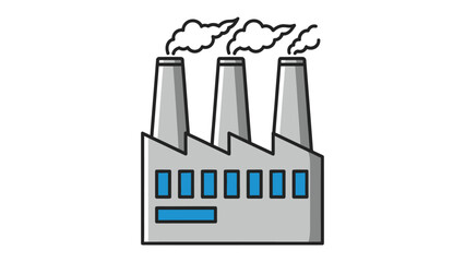 Industrial Chimneys Emit Smoke: This illustration captures a symbolic representation of a factory emitting smoke, hinting at environmental impact and industrial activity.