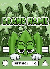 Aloe Vera Strain Cartoon with Slime Background.