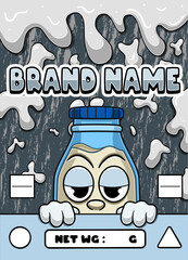 Milk Strain Cartoon with Slime Background.