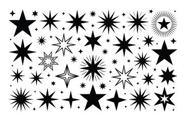 Collection of Black Starburst and Star Shapes stars