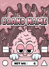 Cotton Candy Strain Cartoon with Slime Background.