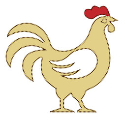 A light yellow cartoon rooster with a dotted outline Vector