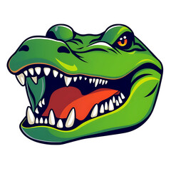 Crocodile head, crocodile head logo, multi-colored to make it more visible and attractive, close-up, transparent background