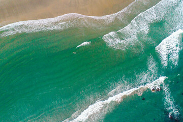 Aerial Top Down View of an Emerald Green Ocean