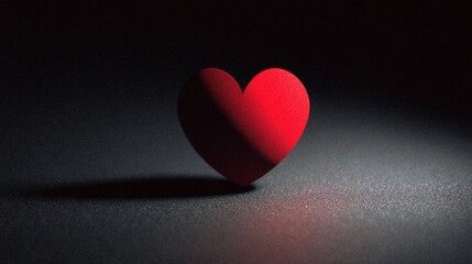 Fototapeta premium Red Heart Illuminated on a Dark Surface