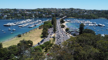 aerial view bridge and water