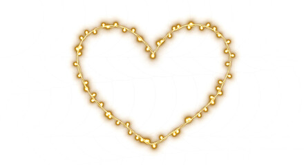 Obraz premium String of fairy lights in heart shape glowing isolated on transparent background