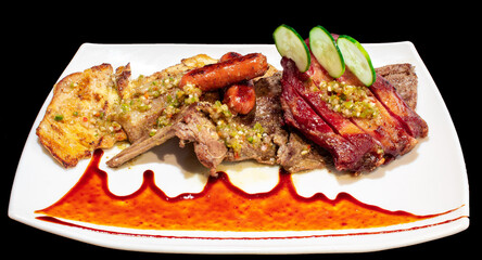 grilled beef, chicken