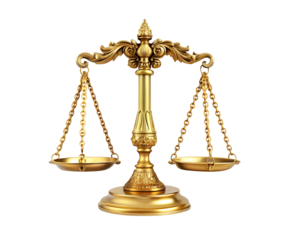 Golden Scales of Justice Symbol on Transparent Background