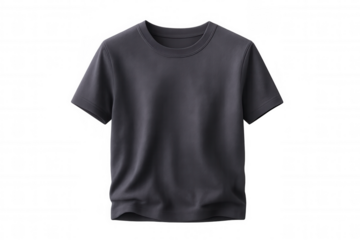 Floating gray t-shirt with short sleeves, perfect for showcasing designs with transparent background for easy customization