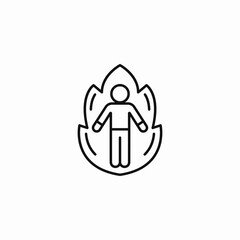 man inside fire icon sign vector
