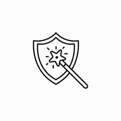 magical wand shield icon sign vector