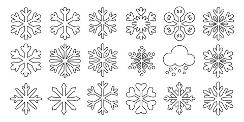 Collection of Snowflake and Weather Icons winter