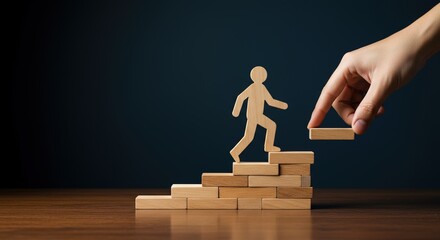 Hand building a path for career growth. A concept of personal development, support, and mentorship to achieve goals.