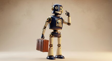 Robot Holding Suitcase, Planning or Remembering Something