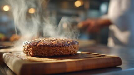 Mycoprotein Patty on Grill — Close Sear Detail