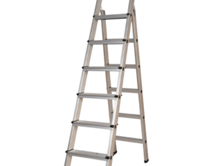 - Fully Extended Aluminum Extension Ladder, Front View, Isolated Transparent Background PNG