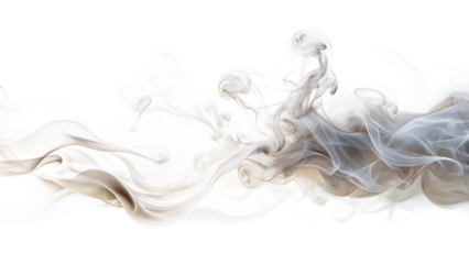 Abstract swirling smoke wisps isolated on transparent background